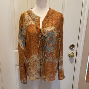 Boho Paisley Long-Sleeve Blouse